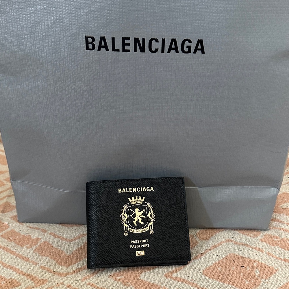 Balenciaga Black and Gold Passport Cover